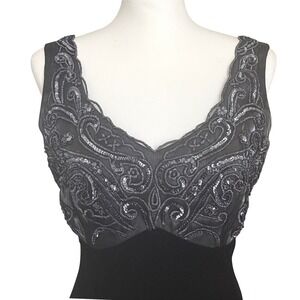 VTG Y2k S/M Black Velvet Sequin Gown Maxi Goth Fairy Vamp Witchy Dark Romantic